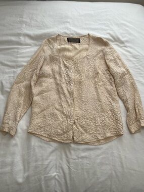 Reformation Blouse Jacquard Style Square Neck 100% Cotton L
